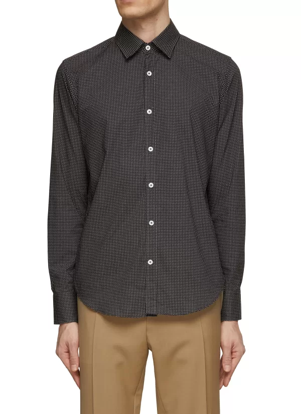 Shirts>CANALI Point Collar Dotted Pattern Cotton Shirt