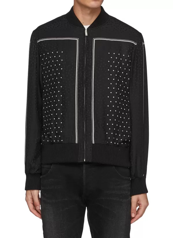 Jackets>SAINT LAURENT Polka Dot Silk Foulard Bomber Jacket