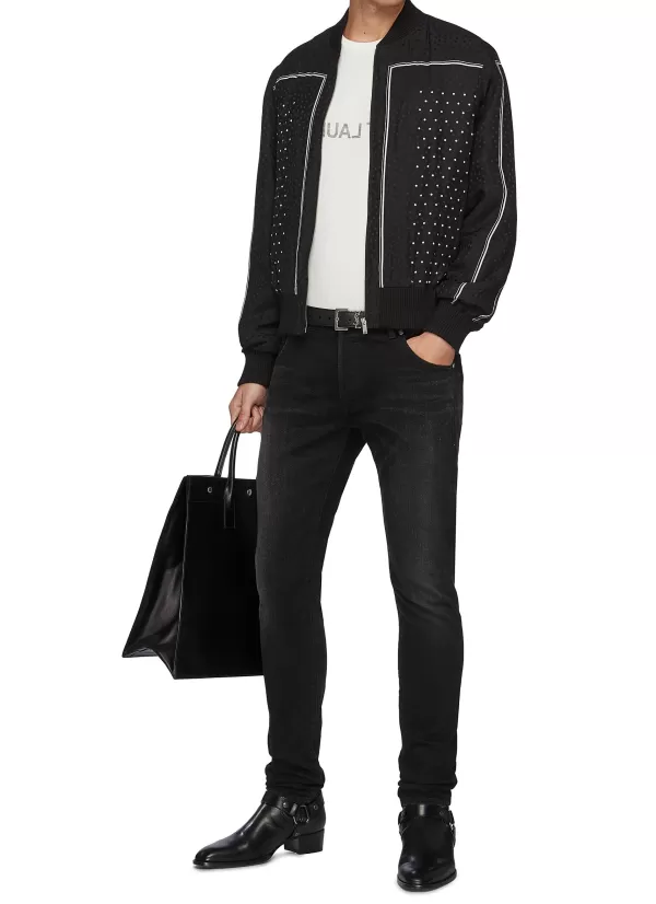 Jackets>SAINT LAURENT Polka Dot Silk Foulard Bomber Jacket