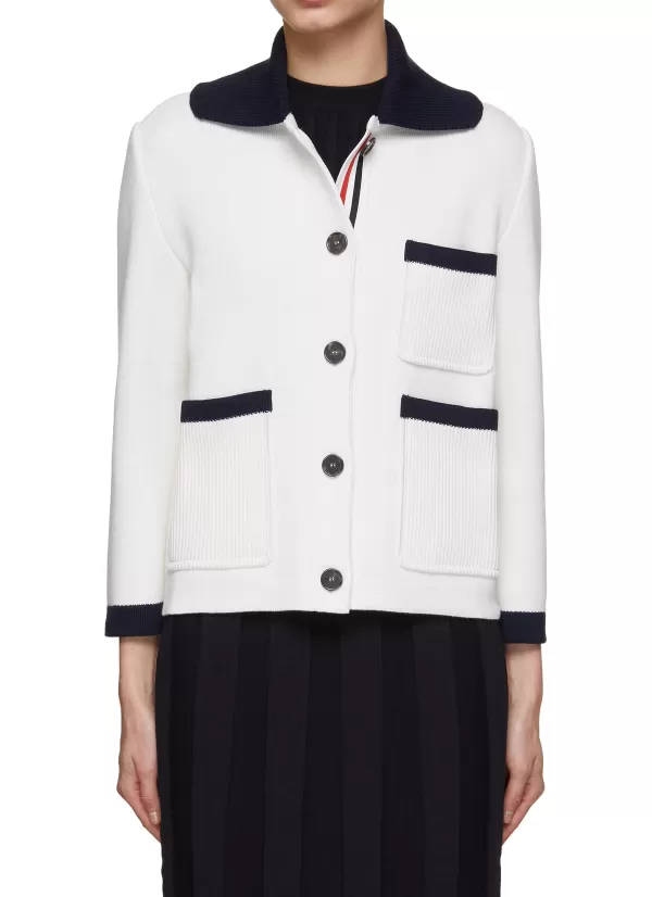 Jackets>THOM BROWNE Polo Collar Jacket