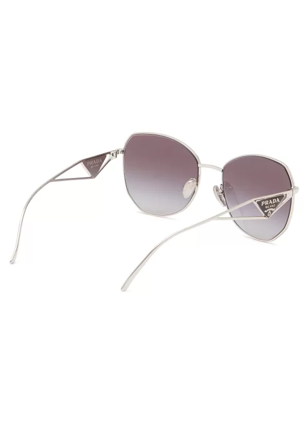 Eyewear>PRADA Collection 'Catwalk' Angular Frames Metal Triangle Logo Sunglasses