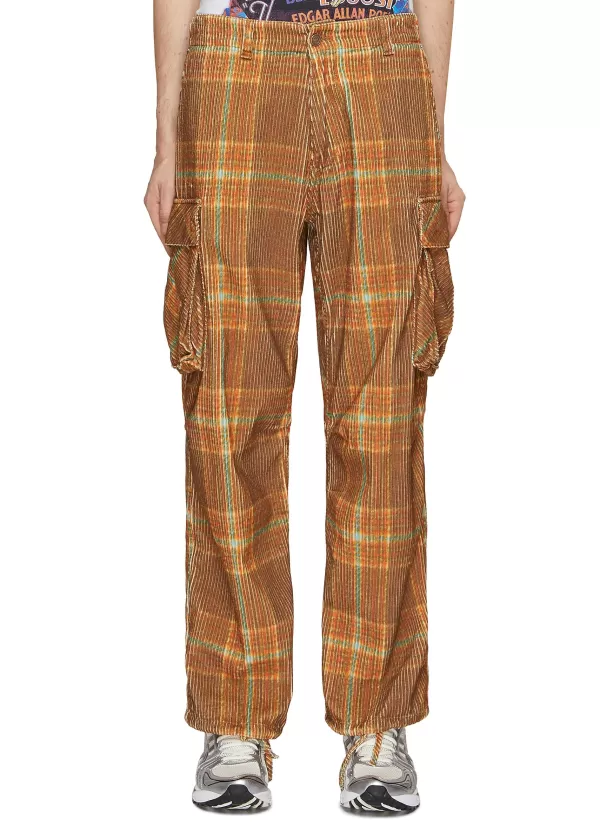 Pants>ERL Printed Check Corduroy Cargo Pants