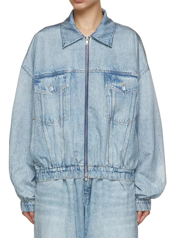 Jackets>ALEXANDER WANG Printed Denim Bomber Jacket