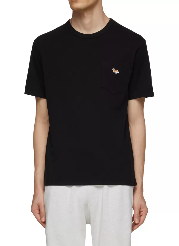 T-Shirts>KITSUNE Profile Fox Patch Cotton Pocket T-Shirt