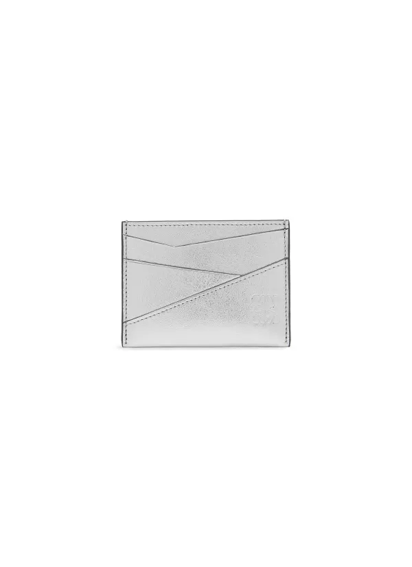 Small Leather Goods>LOEWE Puzzle Metallic Leather Cardholder