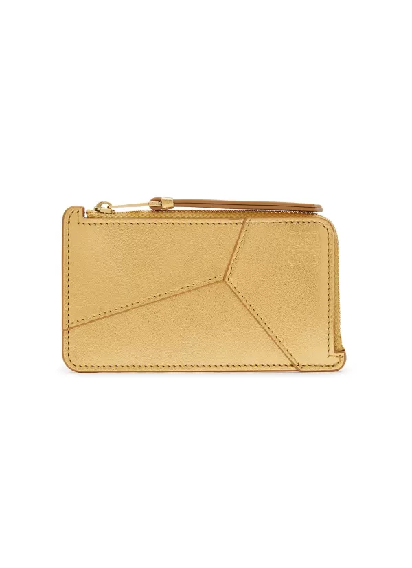 Small Leather Goods>LOEWE Puzzle Metallic Leather Coin Cardholder