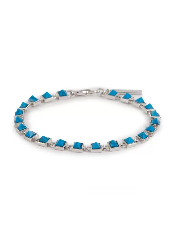 Fashion Jewellery>EDDIE BORGO Pyramid 12K Gold Plated Metal Turquoise Tennis Bracelet