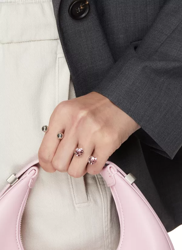 Fashion Jewellery>JUSTINE CLENQUET Rae Palladium Plated Pink Crystal Ring