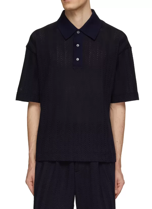 Polos>MISSONI Raschel Zig Zag Ribbed Polo Shirt