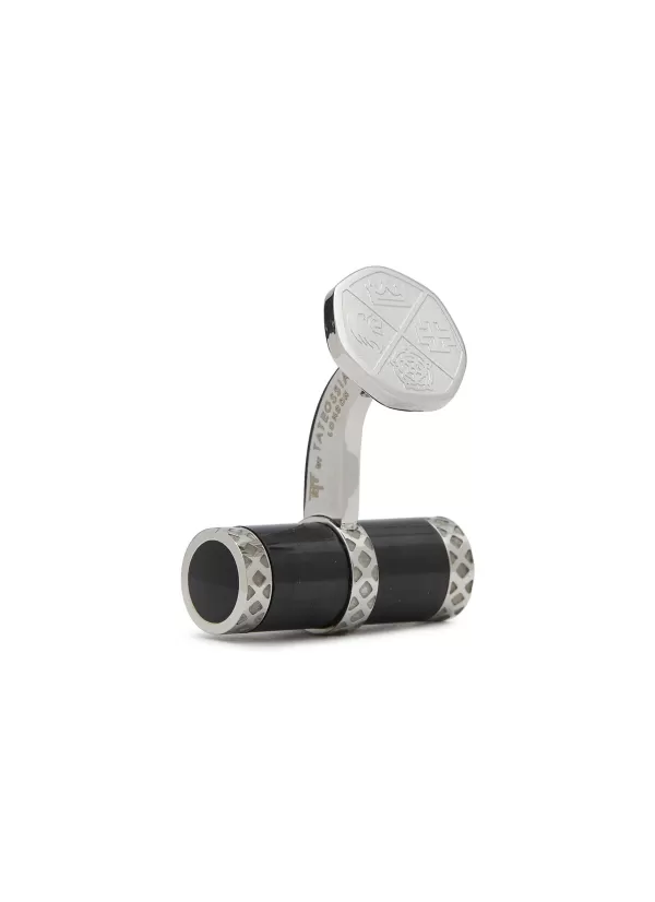 Cufflinks>TATEOSSIAN Regalia Black Steel Carbon Fibre Cyliner Cufflinks