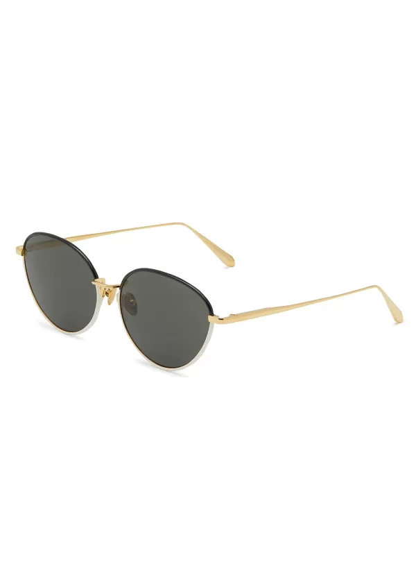 Eyewear>LINDA FARROW Regina Titanium Acetate Soft Cateye Sunglasses