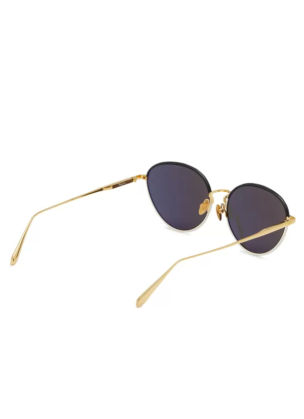 Eyewear>LINDA FARROW Regina Titanium Acetate Soft Cateye Sunglasses