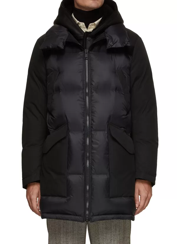 Coats>YVES SALOMON Removable Shearling Hooded Bib Puffer Coat