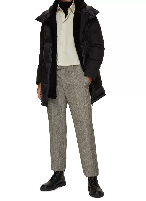 Coats>YVES SALOMON Removable Shearling Hooded Bib Puffer Coat