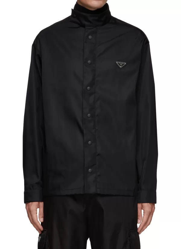 Shirts>PRADA Re-Nylon Snap Button Turtleneck Shirt