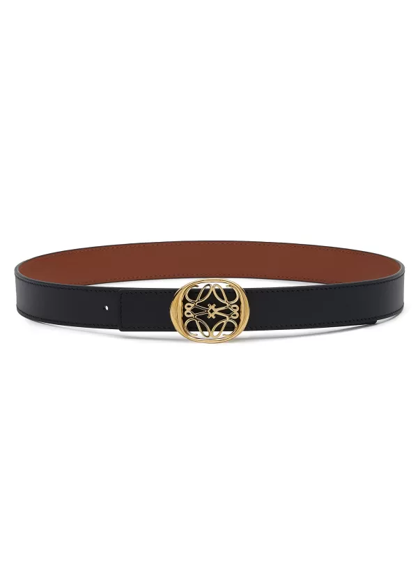 Belts>LOEWE Reversible Ellipse Anagram Leather Belt