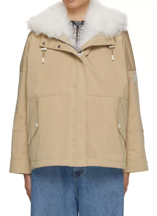 Jackets>YVES SALOMON ARMY Reversible Lamb Fur Lined Hooded Jacket