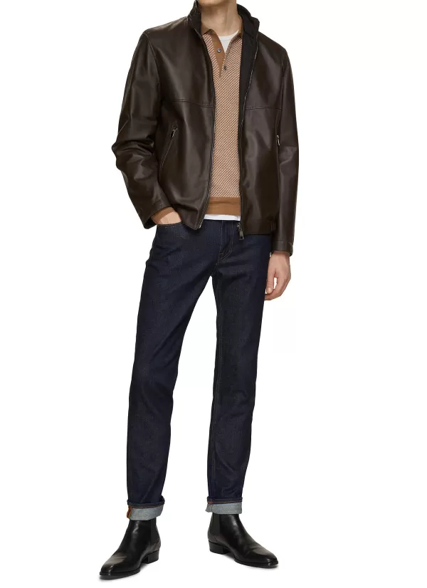 Jackets>CANALI Reversible Leather Bomber Jacket