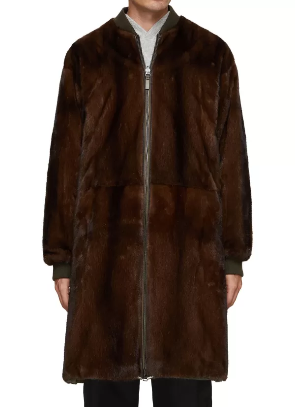 Coats>YVES SALOMON Reversible Mink Long Bomber Jacket