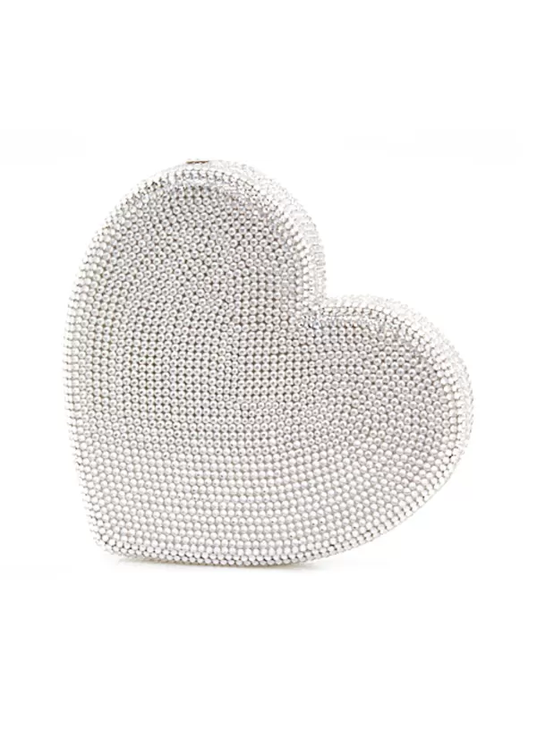 Clutch Bags>JUDITH LEIBER Rhinestone Embellished Heart Clutch