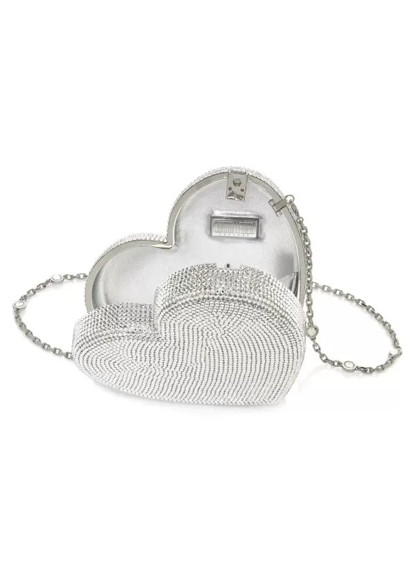 Clutch Bags>JUDITH LEIBER Rhinestone Embellished Heart Clutch