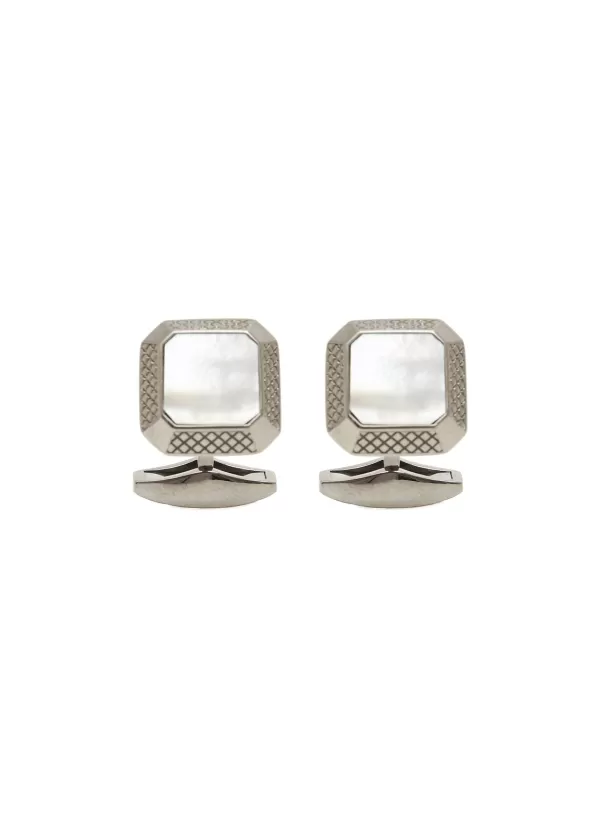 Cufflinks>TATEOSSIAN Rhodium Plated Sterling Silver Mother Of Pearl Cufflinks