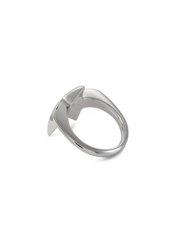 Fashion Jewellery>NUMBERING Rhodium Plated Sterling Silver Star Signet Ring