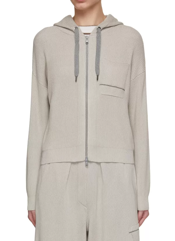 Jackets>BRUNELLO CUCINELLI Ribbed Cotton Hoodie