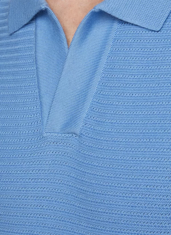 Polos>SUNSPEL Ribbed Cotton Knit Polo Shirt