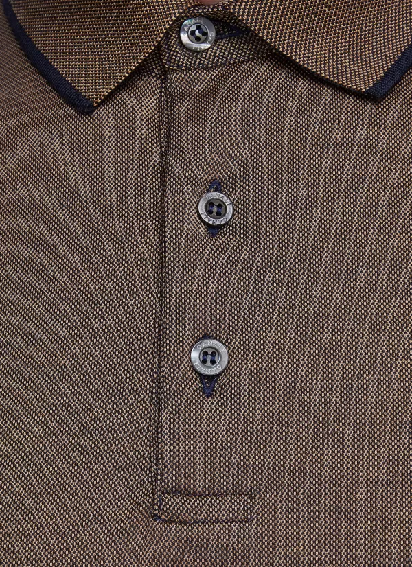 Polos>CANALI Ribbed Detail Polo Shirt