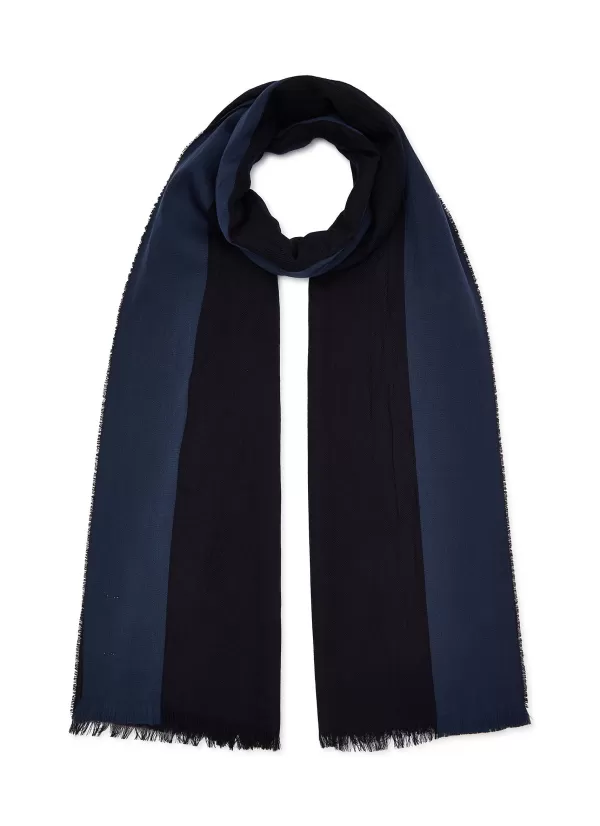 Scarves>JOHNSTONS OF ELGIN Ribbon Contrast Edge Wool Scarf