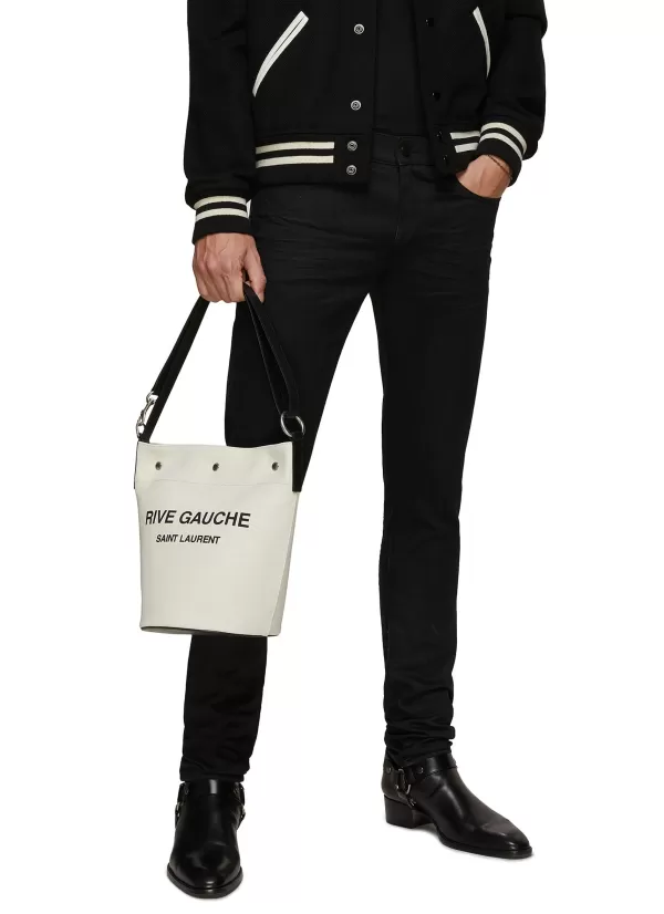 Tote Bags>SAINT LAURENT Rive Gauche' Canvas Bucket Bag With Detachable Pouch