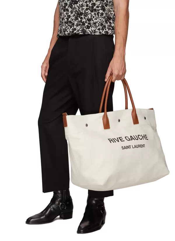 Travel Bags>SAINT LAURENT Rive Gauche' Canvas Weekender Tote Bag