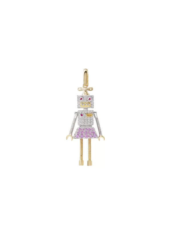 Fine Jewellery>MIO HARUTAKA Robot 18K Gold Diamond Pink Sapphire Charm