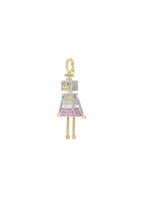 Fine Jewellery>MIO HARUTAKA Robot 18K Gold Diamond Pink Sapphire Charm