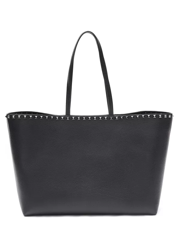 Tote Bags>VALENTINO Rockstud' Grainy Calfskin Leather Tote Bag