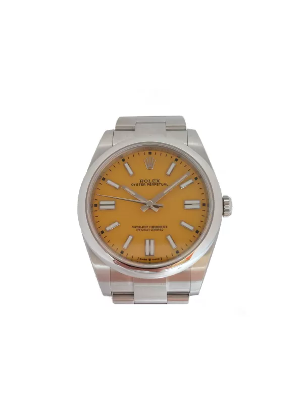 Watches>* Rolex Oyster Perpetual Yellow Dial Steel Case Wrist Watch