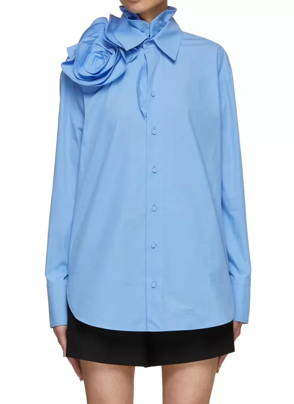 Tops>VALENTINO Rosette Poplin Shirt