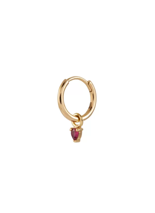 Fashion Jewellery>MÉTIER BY TOMFOOLERY Ruby 9K Gold Clicker Single Hoop Earring