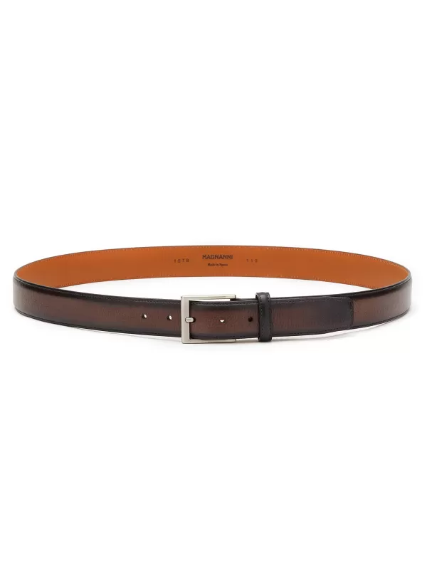 Belts>MAGNANNI Rugo Grained Leather Belt