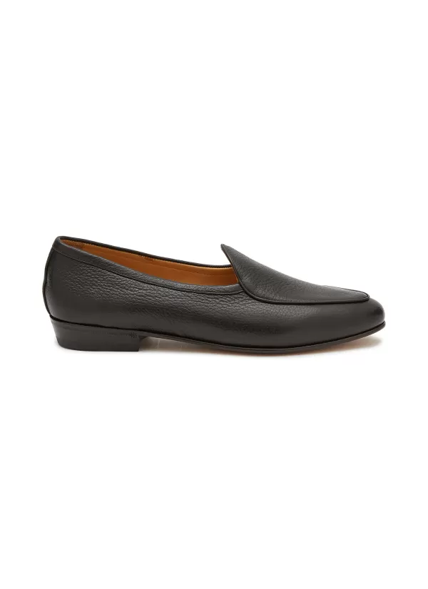 Flats>BAUDOIN & LANGE Sagan Classic Plain' Low Vamp Pebble Grain Leather Loafers