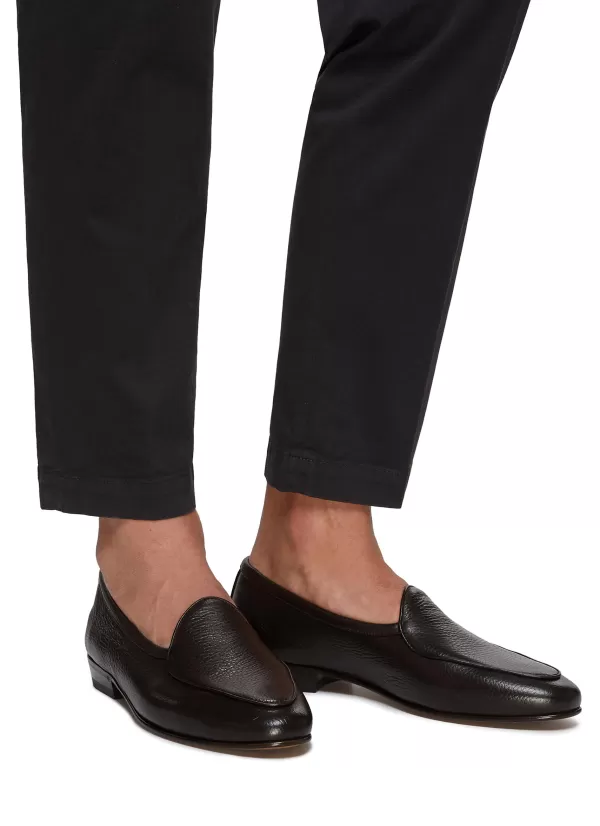 Flats>BAUDOIN & LANGE Sagan Classic Plain' Low Vamp Pebble Grain Leather Loafers