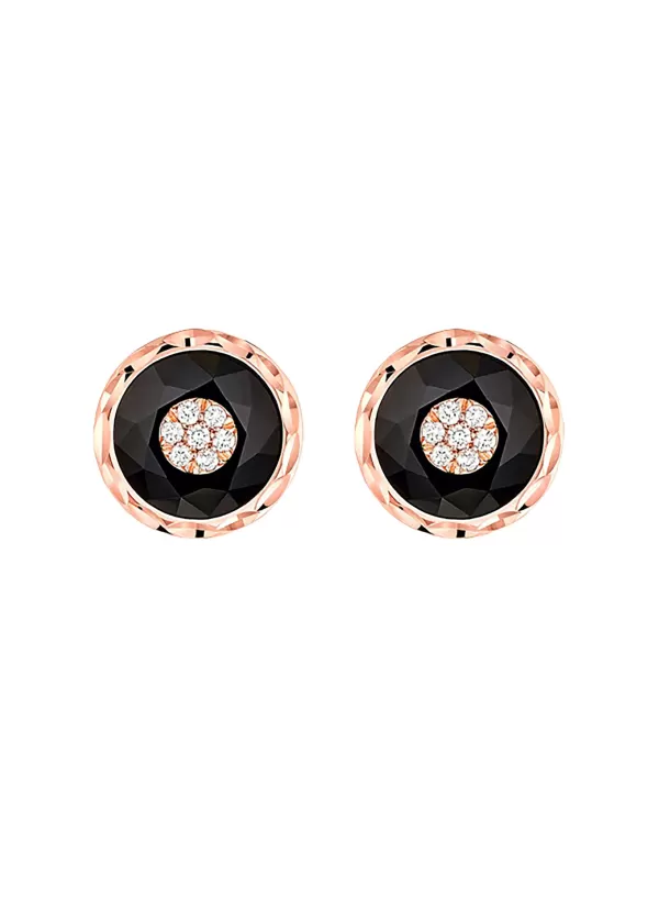 Fine Jewellery>KORLOFF Saint-Petersbourg 18K Rose Gold Diamond Black Onyx Stud Earrings