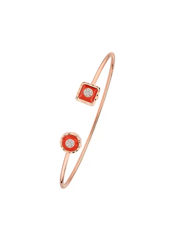 Fine Jewellery>KORLOFF Saint-Petersbourg Rose Gold Diamond Red Agate Bangle