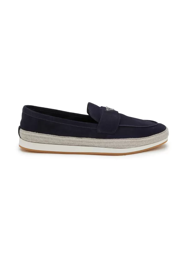 Flats>PRADA Scamosciato Suede Slip On Loafers