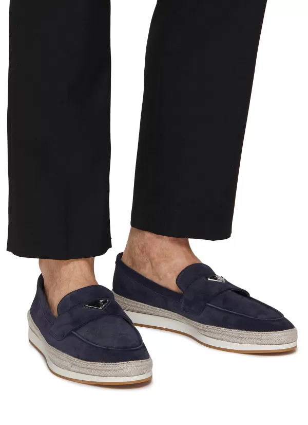 Flats>PRADA Scamosciato Suede Slip On Loafers