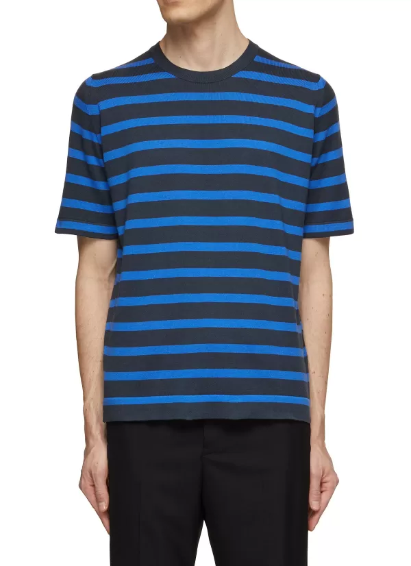 T-Shirts>JOHN SMEDLEY Sea Island Cotton Stripes Allan T-Shirt