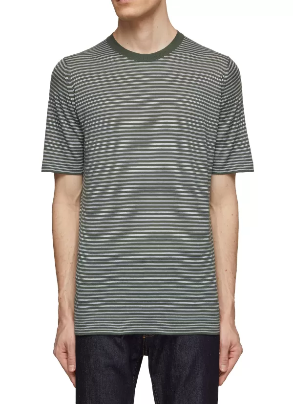 T-Shirts>JOHN SMEDLEY Sea Island Cotton Stripes Vikyor T-Shirt