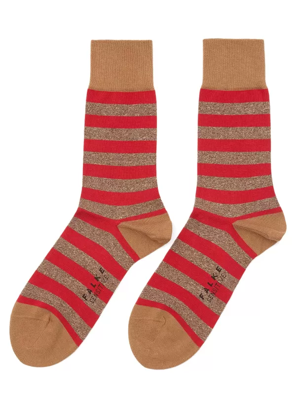 Socks>FALKE Sensitive Mapped Striped Cotton Blend Crew Socks