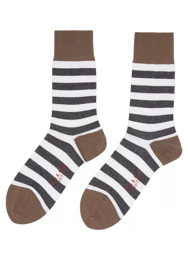 Socks>FALKE Sensitive Mapped Striped Cotton Blend Crew Socks